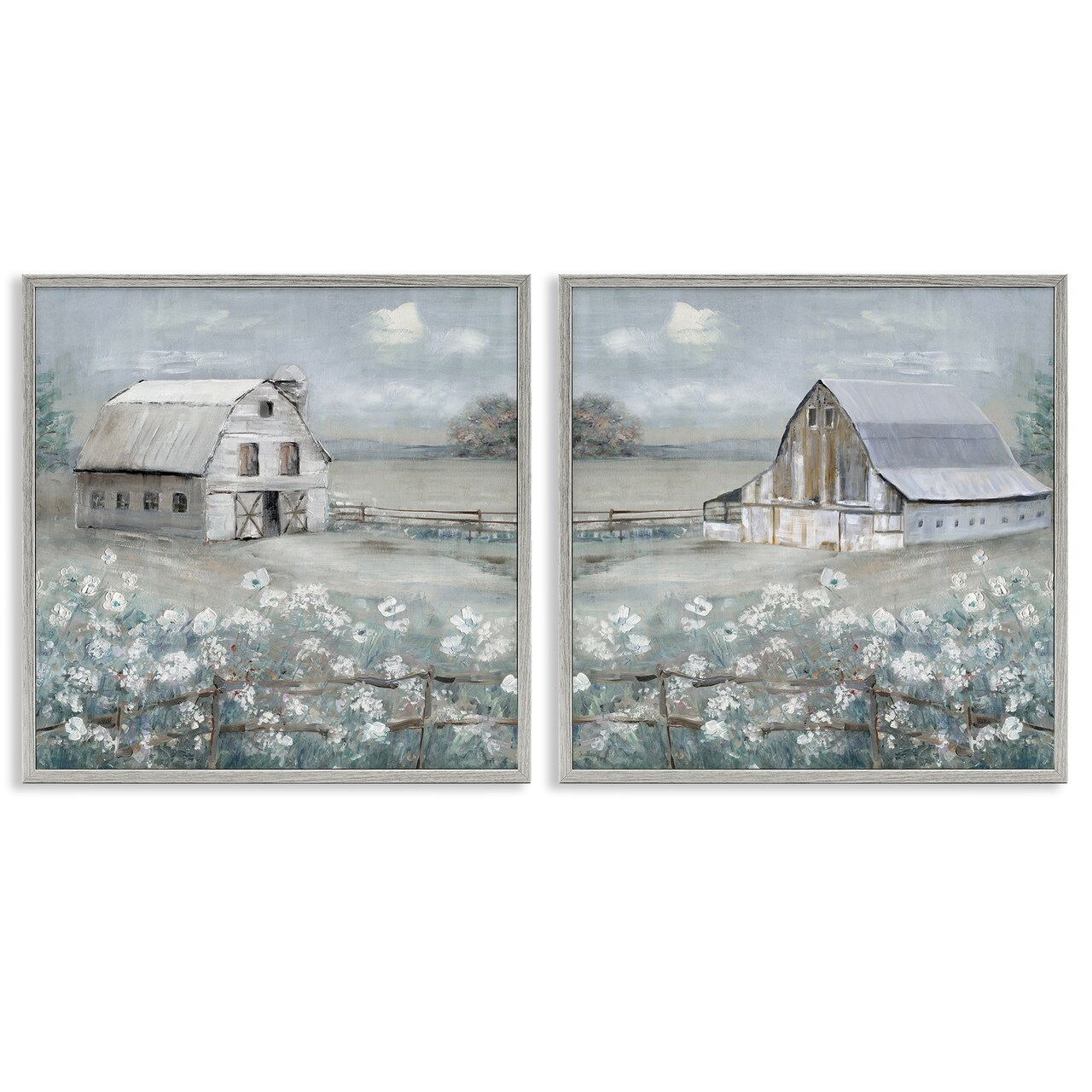 Stupell Industries Country Meadows with Barns 2pc Framed Giclee Wall Art Set Design by Sally Swatland
